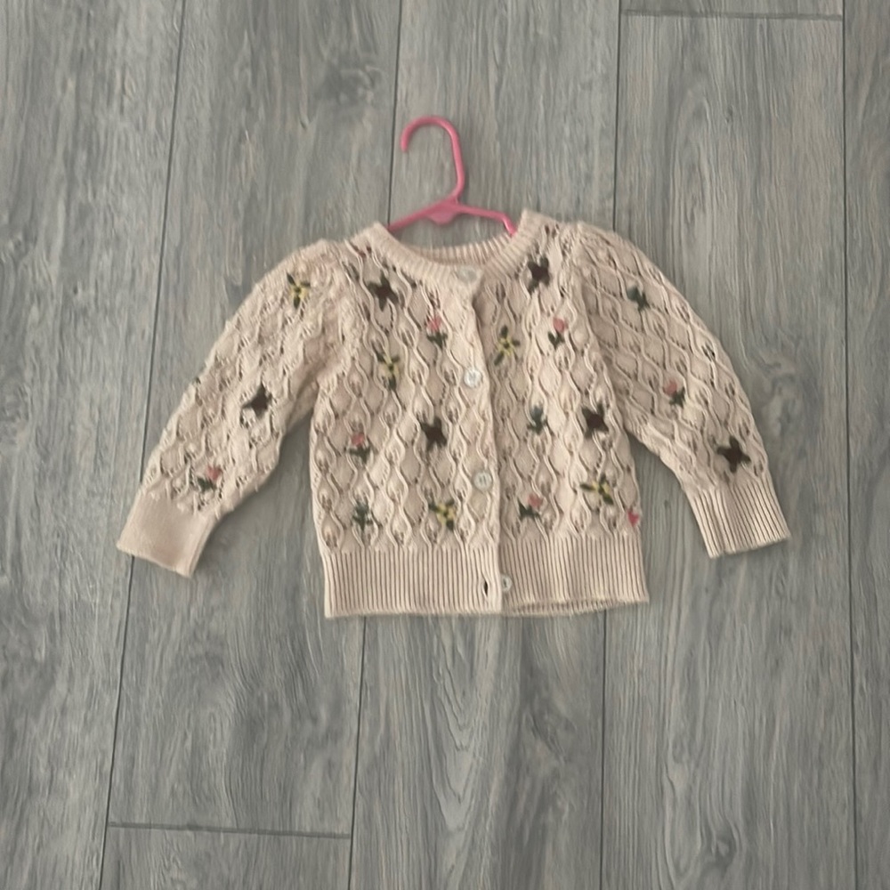Pink Chicken Knitted flower Cardigan 18-24 months